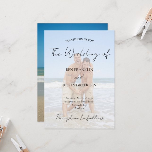 Convite White Overlay Photo Minimal Wedding (Frente/Verso In Situ)