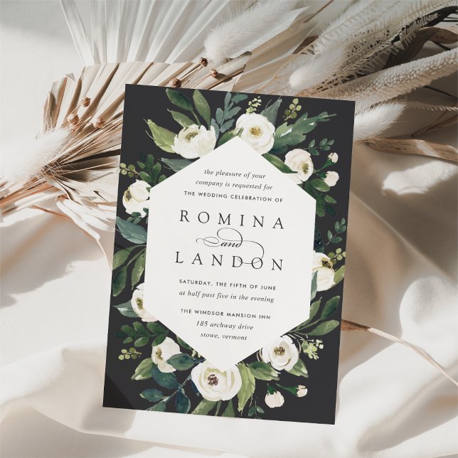 Convite White Peony | Armamento Geométrico Floral (Criador carregado)