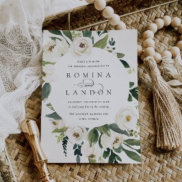 Convite White Peony | Casamento De Quadros Florais Redondo