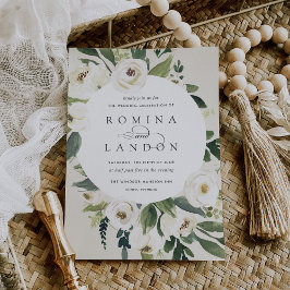 Convite White Peony | Casamento De Quadros Florais Redondo