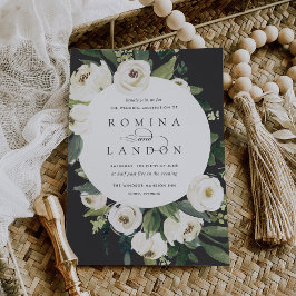 Convite White Peony | Casamento De Quadros Florais Redondo
