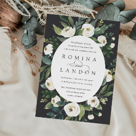 Convite White Peony | Casamento Floral de Frame Oval