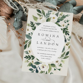 Convite White Peony | Casamento Floral de Frame Oval