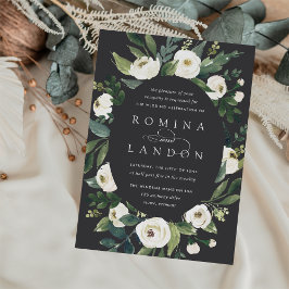 Convite White Peony | Casamento Floral de Frame Oval