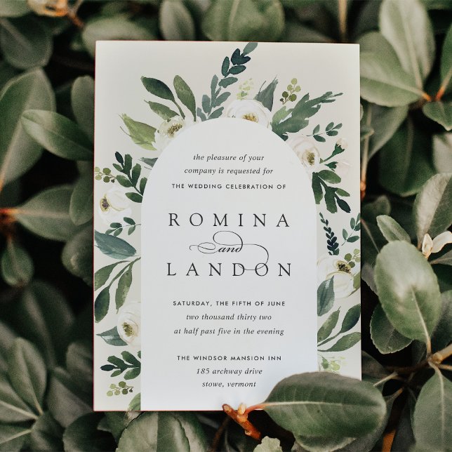 Convite White Peony | Casamento por arco floral (Criador carregado)