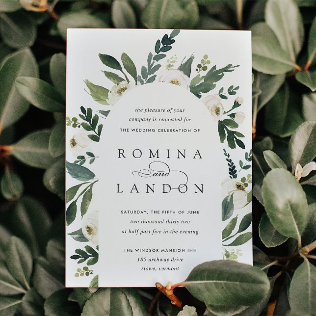 Convite White Peony | Casamento por arco floral (Criador carregado)