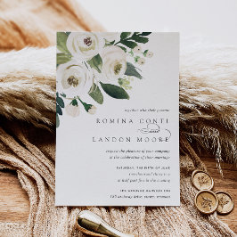 Convite White Peony | Watercolor Floral Wedding