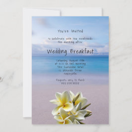 Convite White Plumeria Beach Background Weding Breakfast