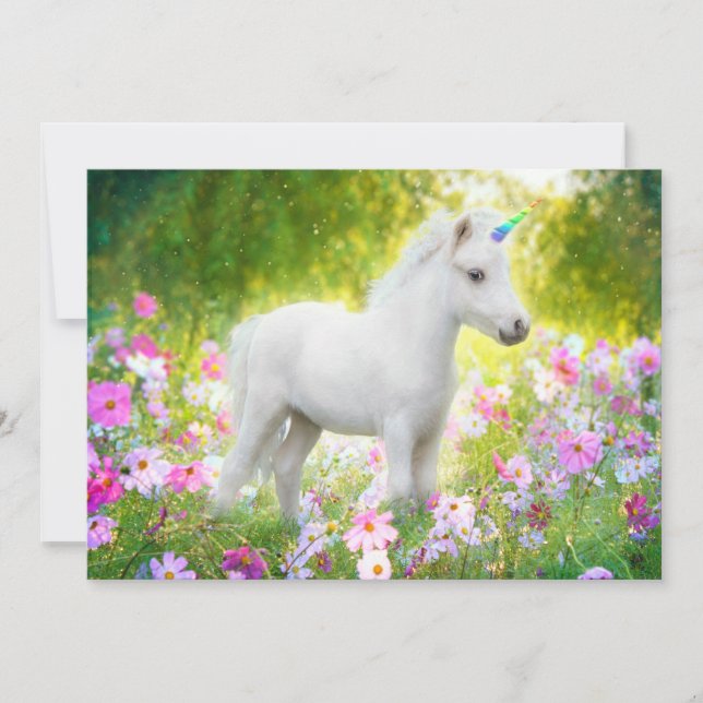 Convite White Pony Unicorn (Frente)