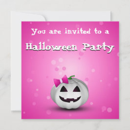 Convite White Pumpkin Pink Girly Halloween