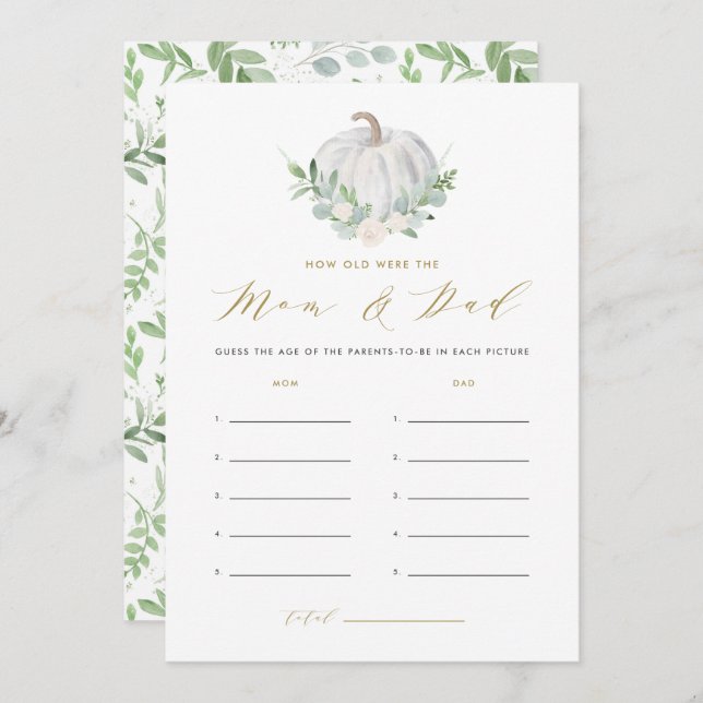 Convite White Pumpkin Quantos Anos Tinham a Mãe e o Jogo d (Frente/Verso)