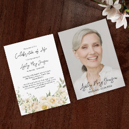 Convite White Rose Celebration of Life Photo Funeral
