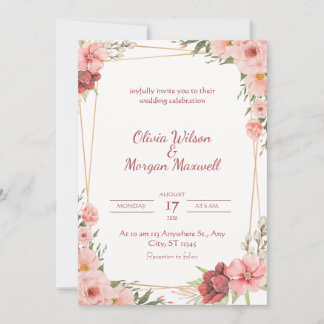 Convite White Rose Wedding Card