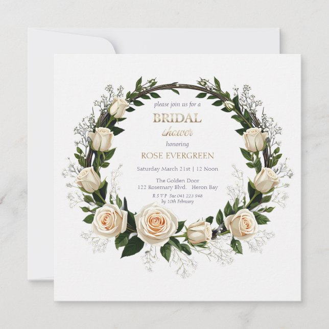 Convite White Roses & Baby’s Breath  (Frente)