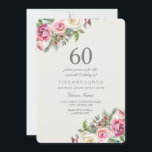 Convite White Roses Elegant 60th Festa de aniversário Invi<br><div class="desc">Rosas brancas 60ª Festa de aniversário Convidam belas elegantes design de aquarela floral completamente personalizáveis/personalizadas</div>