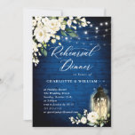 Convite White Roses & Royal Blue Wood Rehearsal Dinner<br><div class="desc">If you need help or matching items,  please contact me.</div>