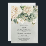 Convite White Sage Green Floral Dourado aniversário de 40<br><div class="desc">Celebre 40 anos fabulosos com este sofisticado convite floral. Os tons verdes suaves e as flores de marfim criam um design elegante e calmo ideal para um janto de aniversário ou reunião da tarde refinado. Uma maneira adorável de marcar um belo marco da vida.</div>