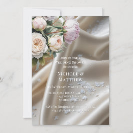 Convite White Satin with Roses and Peony Wedding Shower