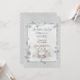 Convite White Shiny Elegant Sparkly Frame Wedding