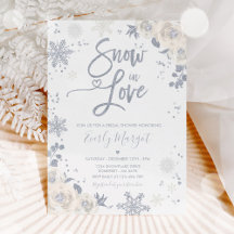 White & Silver Winter Bridal Shower Snow In Love