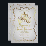 Convite White Storybook, Carruagem Dourada elegante, Sweet<br><div class="desc">Personalize este convite com os seus detalhes para o evento.</div>