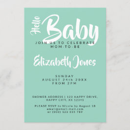 Convite White & Teal Checkerboard Baby Shower Invitation