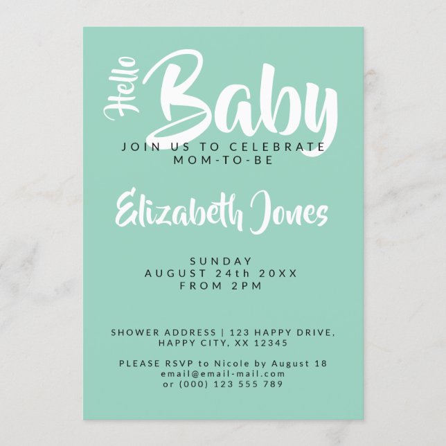 Convite White & Teal Checkerboard Baby Shower Invitation (Frente)