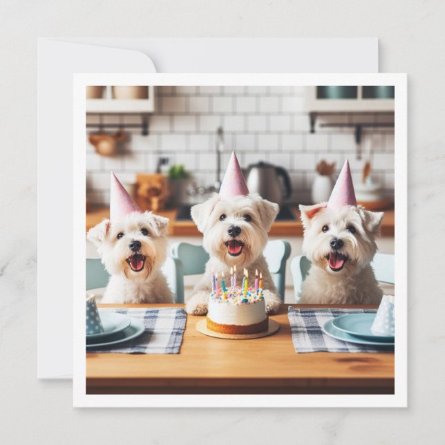 Convite White terrier card, aniversário White terrier (Frente)