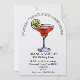 Convite White Theme Adult Birthday  