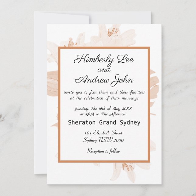 Convite White Tiger Lily Orange Blush Invitation (Frente)