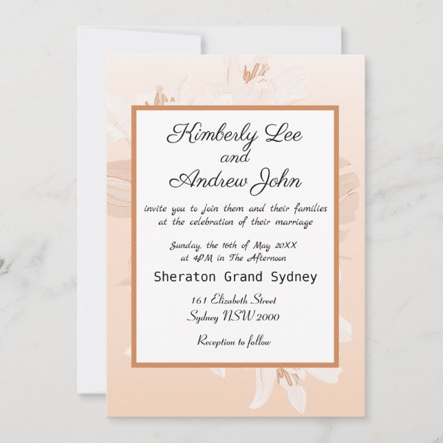 Convite White Tiger Lily Orange Blush Invitation (Frente)