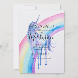 Convite White Unicorn Birthday