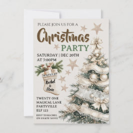 Convite White vintage Christmas party invitation 