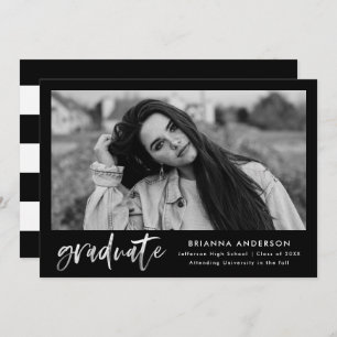 Convite White Watercolor Brush Script Graduation Party