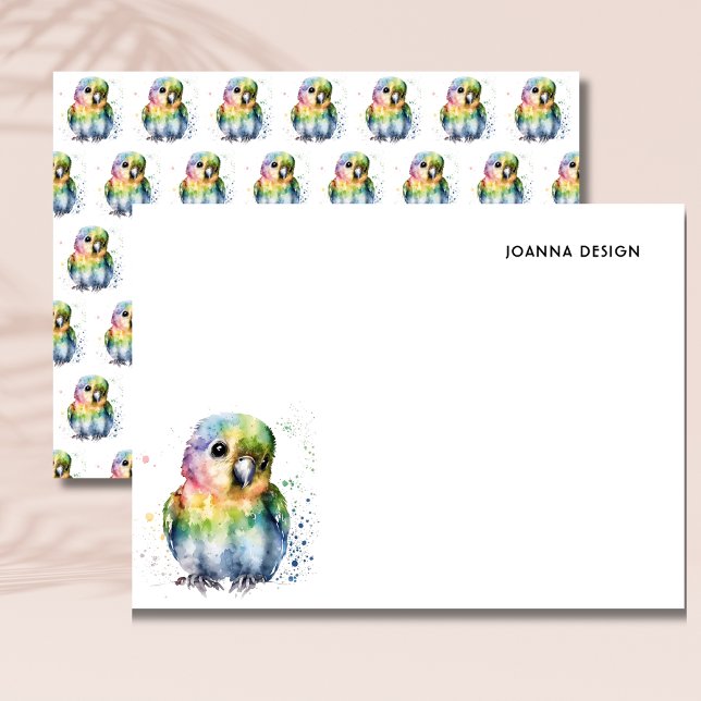 Convite White Watercolor Parrot Stationery Note Card (Criador carregado)
