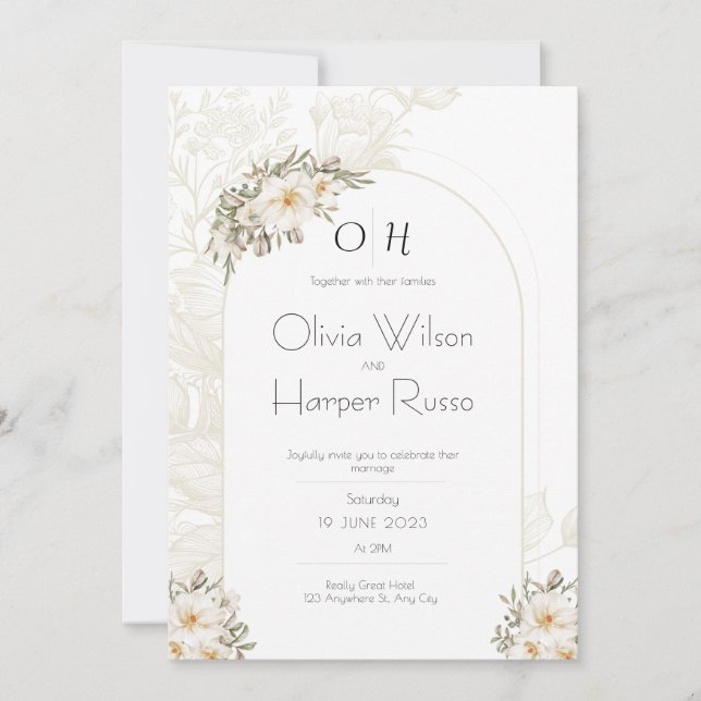 Convite White wedding Invitation (Frente)