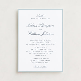 Convite White Wedding Invitation with Light Blue Details