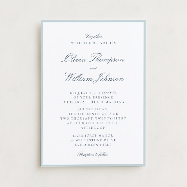 Convite White Wedding Invitation with Light Blue Details (Criador carregado)