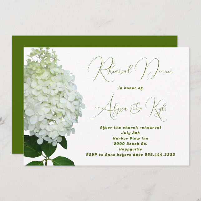 Convite White Wedding Rehearsal Big Flower Invitation (Frente/Verso)