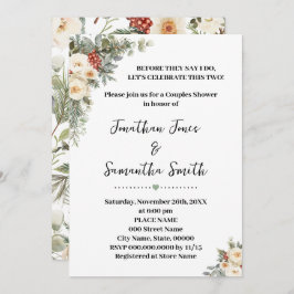 Convite White Winter Flowers Couples Wedding Shower