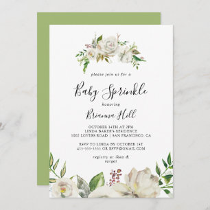 Convite White Winter Peony Floral Baby Sprinkle