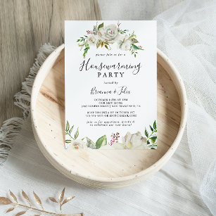 Convite White Winter Peony Floral Housearming Party