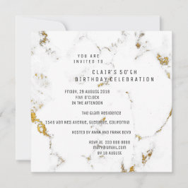 Convite WhiteGold Carrara Marble Square Party