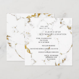 Convite WhiteGold Carrara Marble Square Party
