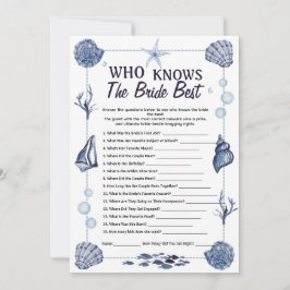 Convite Who Knows the Bride Best Game Nautical Wedding 