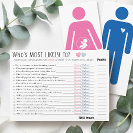 Convite Who's Most Likely To Couple Baby Shower Game Card