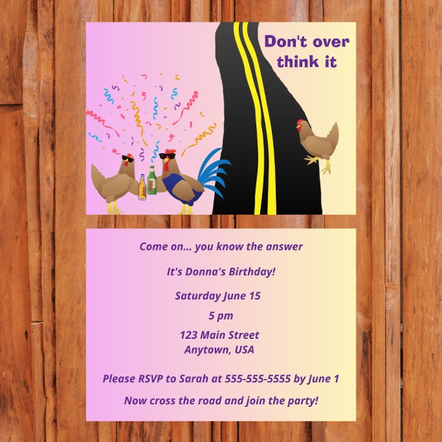 Convite “Why Did the Chicken Cross the Road?” (Criador carregado)