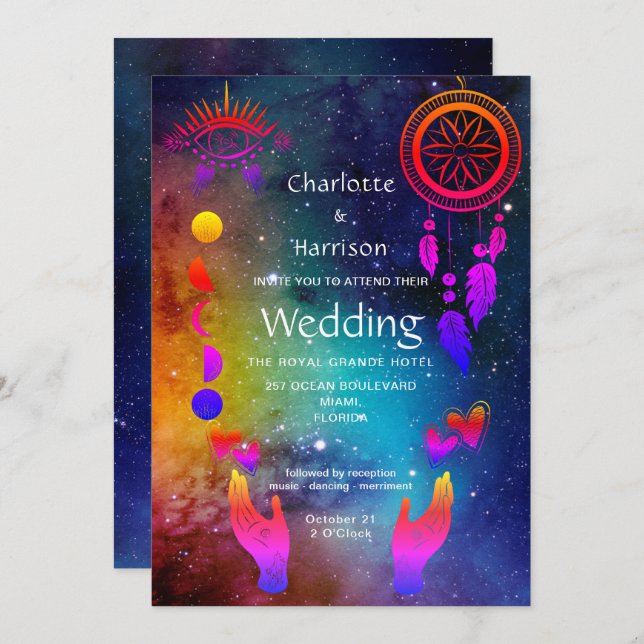 Convite Wiccan Magic Casamento Incomum (Frente/Verso)