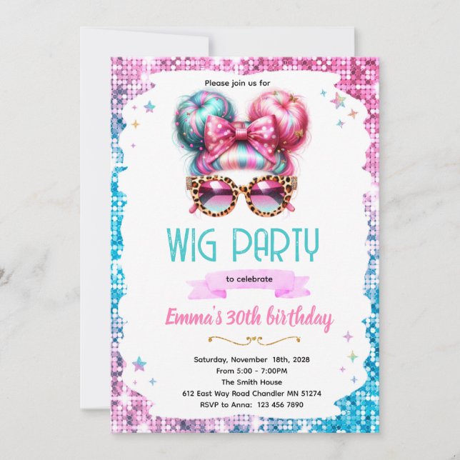 Convite Wig party invitation  (Frente)