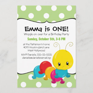 Convite Wiggle Worm First Festa de aniversário